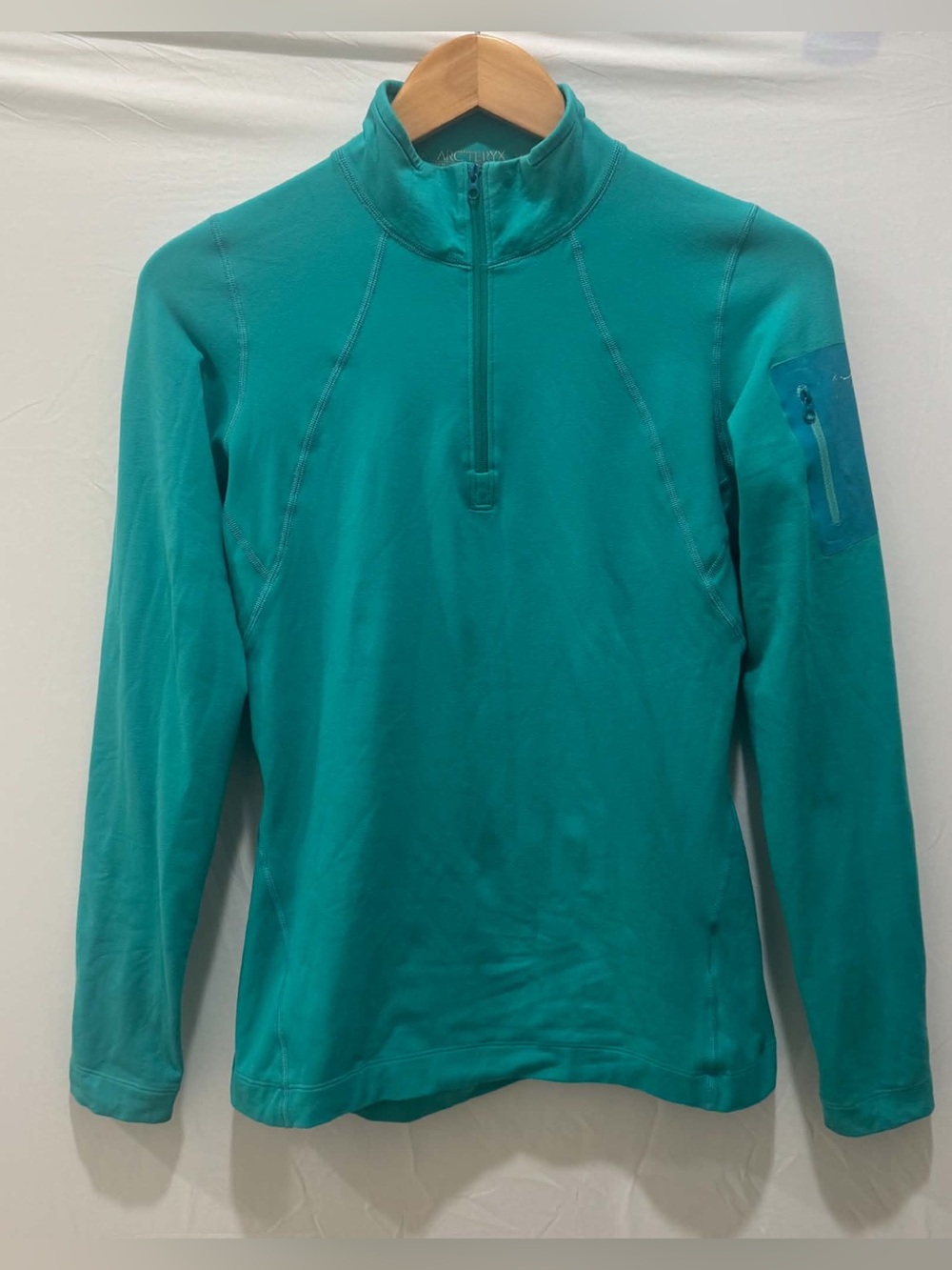 ARC'TERYX Rho LT Quarter-Zip Performance Fleece Sweater - Teal Women's Petite S